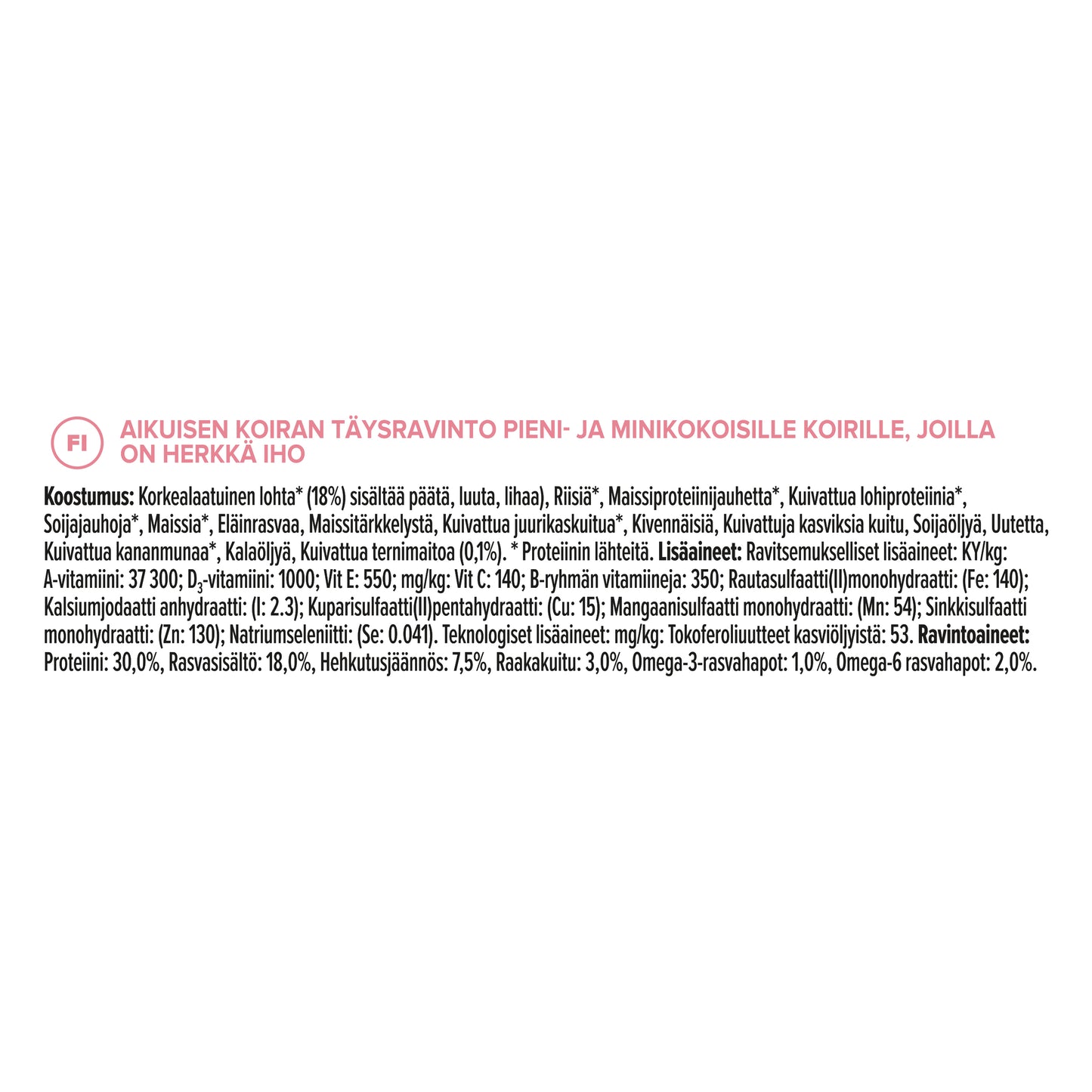 PURINA® PRO PLAN® Expert Care Nutrition - Acti-Protect™ Adult Small&Mini tuotesisältö.