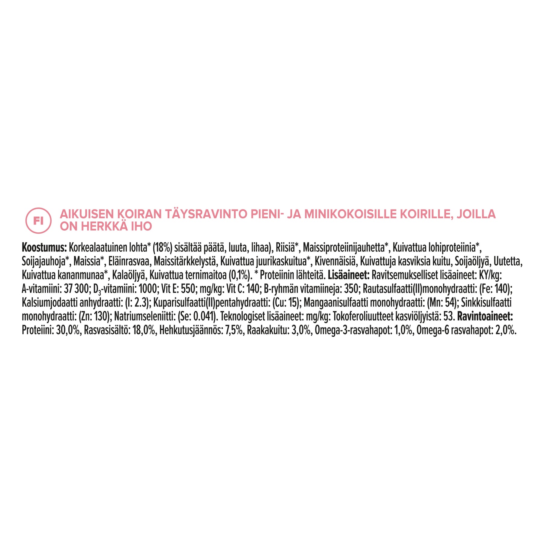 PURINA® PRO PLAN® Expert Care Nutrition - Acti-Protect™ Adult Small&Mini tuotesisältö.