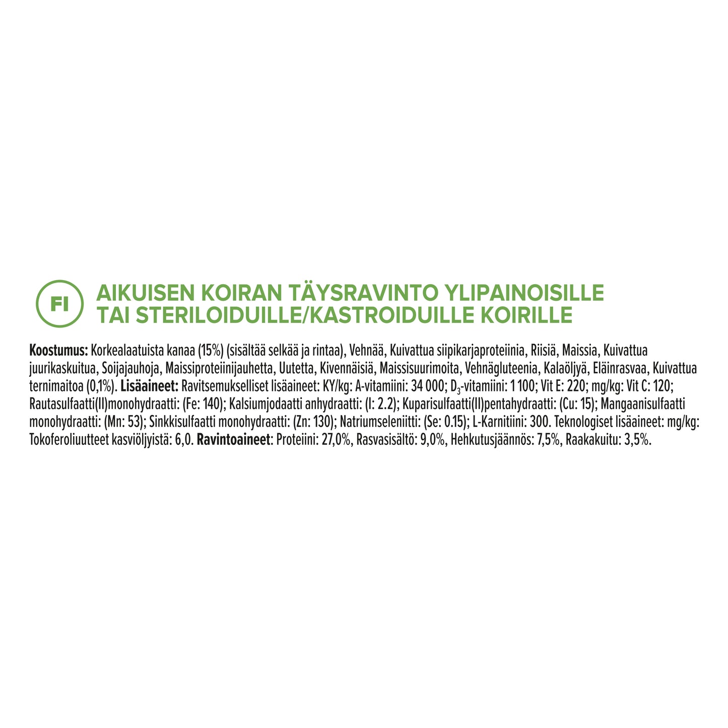 PURINA® PRO PLAN® Expert Care Nutrition - Acti-Protect™ Light/Sterilised tuotesisältö.