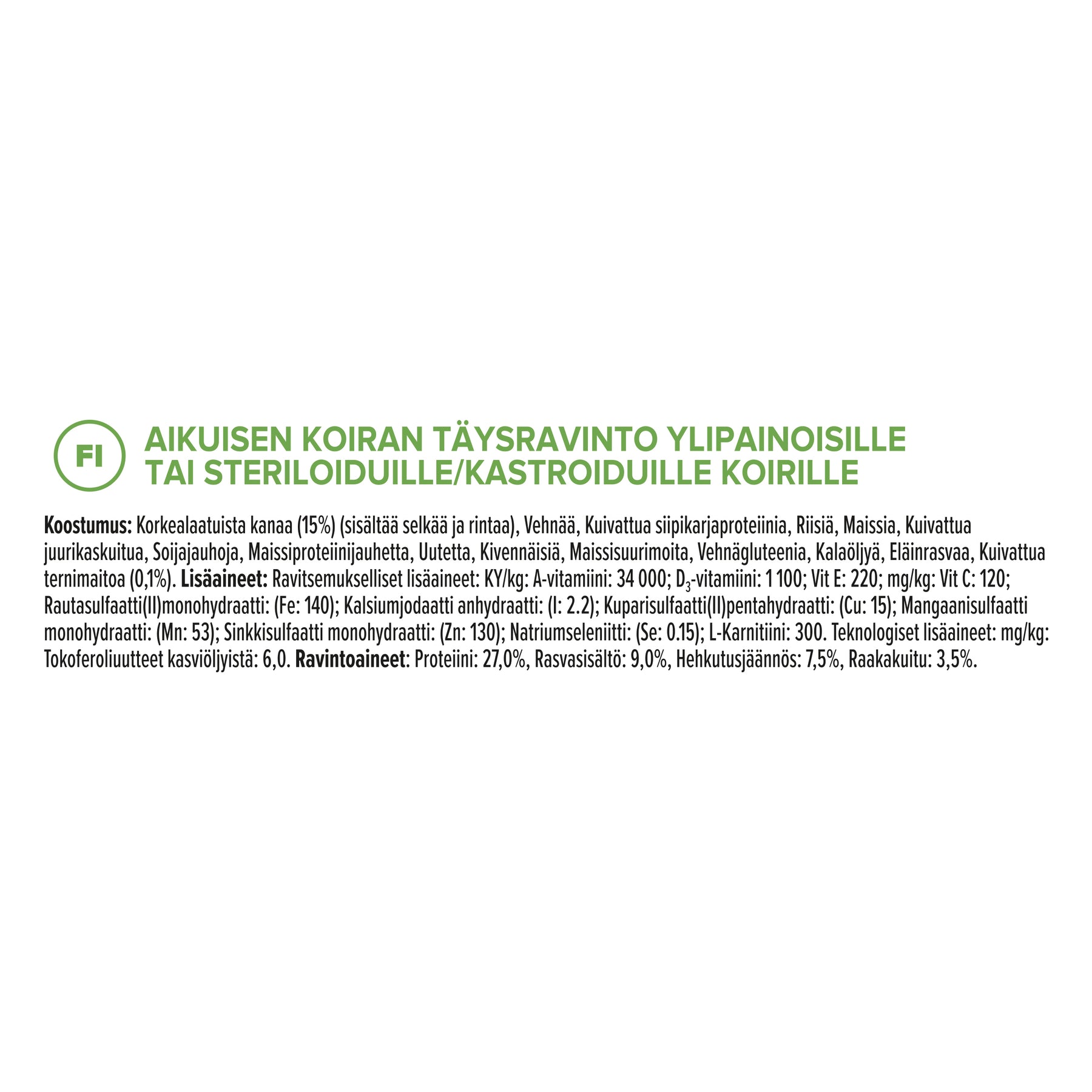 PURINA® PRO PLAN® Expert Care Nutrition - Acti-Protect™ Light/Sterilised tuotesisältö.
