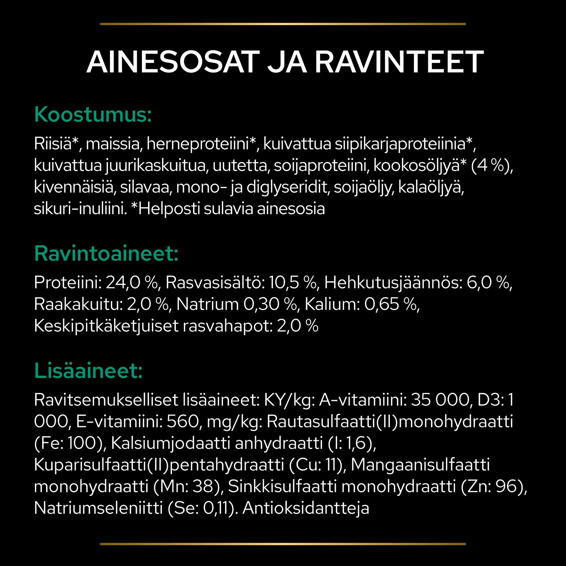 PURINA® PRO PLAN® VETERINARY DIETS EN Gastrointestinal® tuotesisältö.