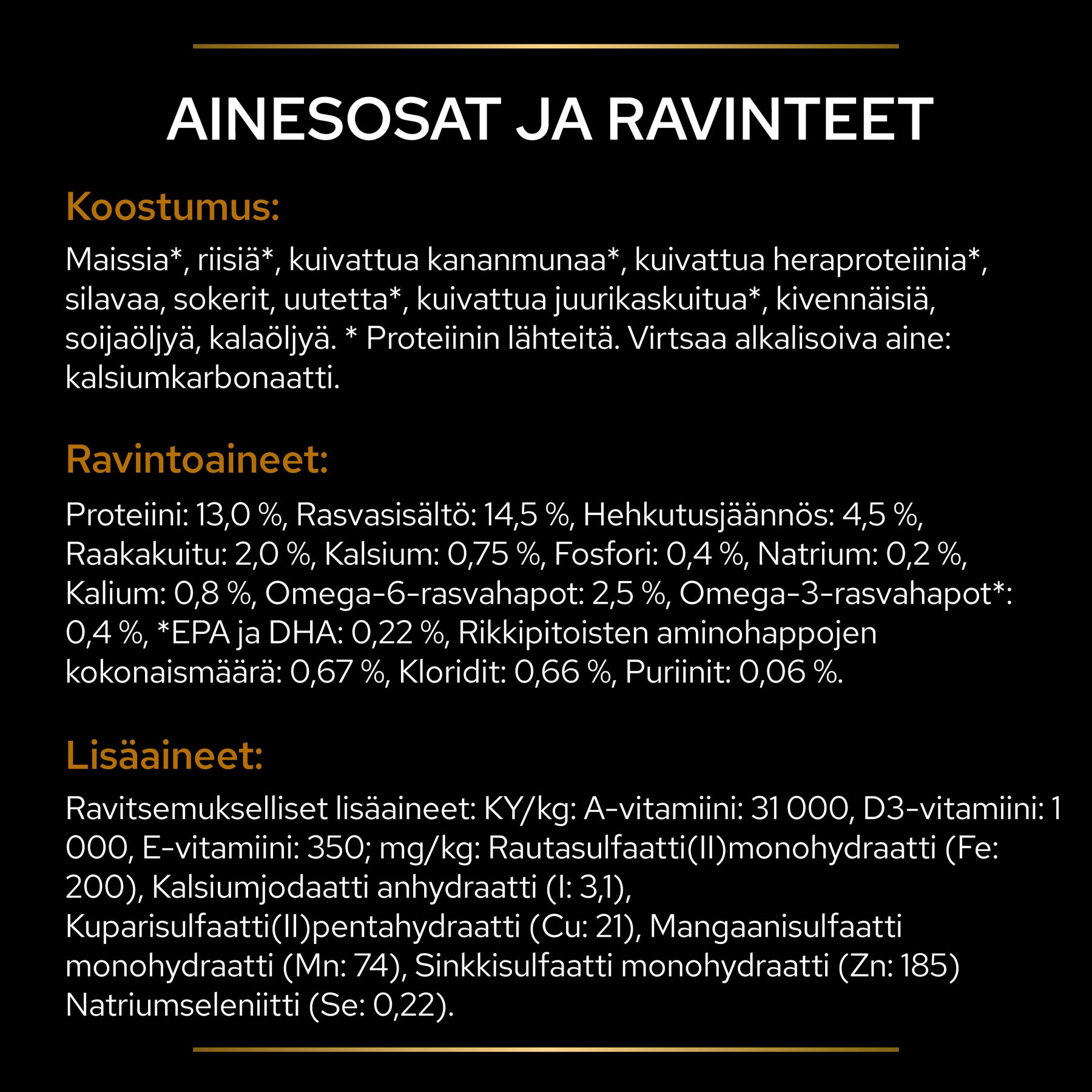 PURINA® PRO PLAN® Veterinary Diets NF Renal Function tuotesisältö.