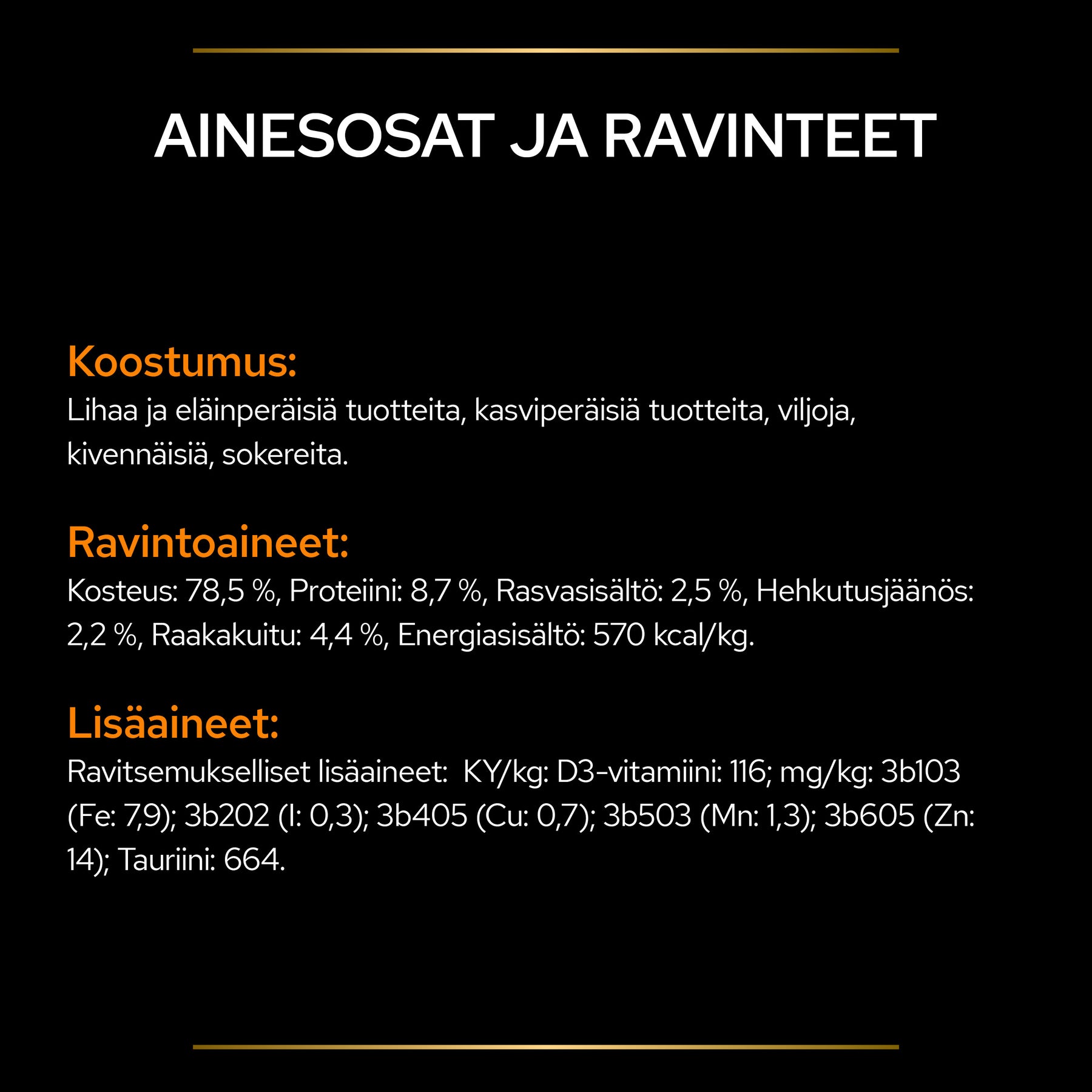 PURINA® PRO PLAN® Veterinary Diets OM Obesity Management Märkäruoka tuotesisältö.