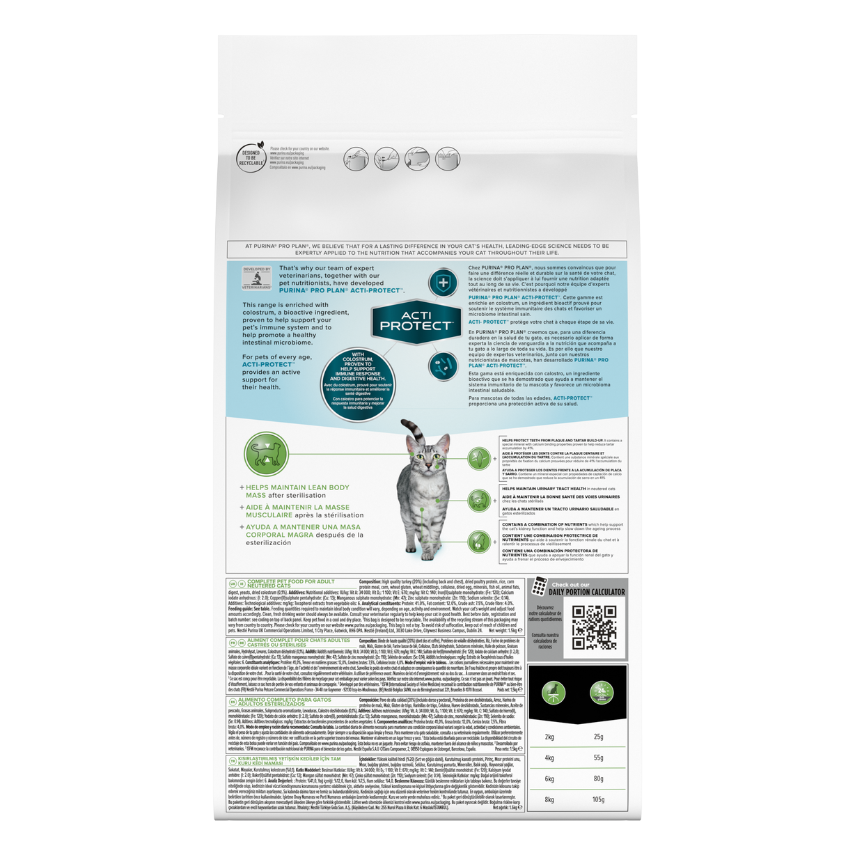 PURINA® PRO PLAN® Expert Care Nutrition - Acti-Protect™ Adult Sterilised Turkey.
