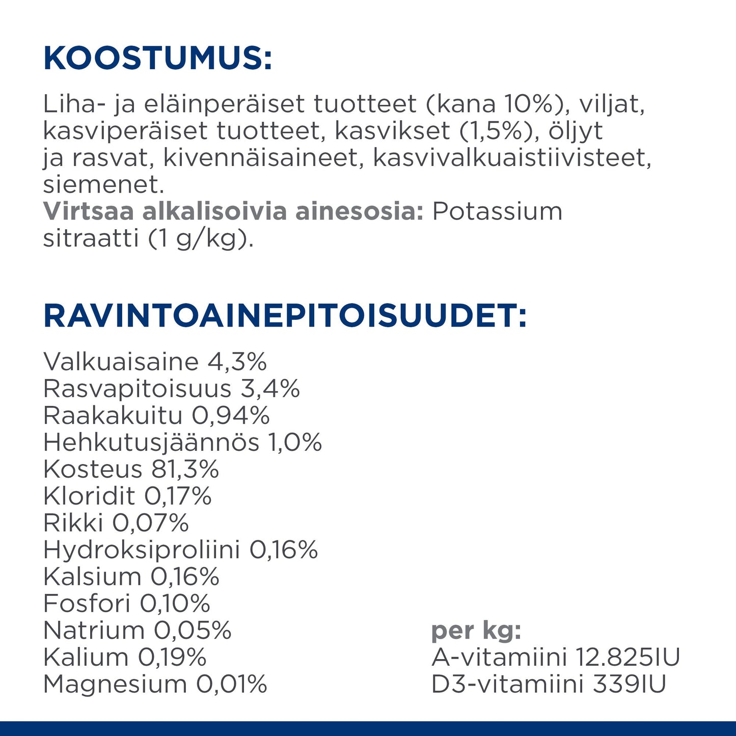 Hill's PRESCRIPTION DIET c/d Multicare muhennos koirille - kana & kasvikset 12x354g - PD cd Stew_Chicken Veg_DOG_BK28303__Composition_FI