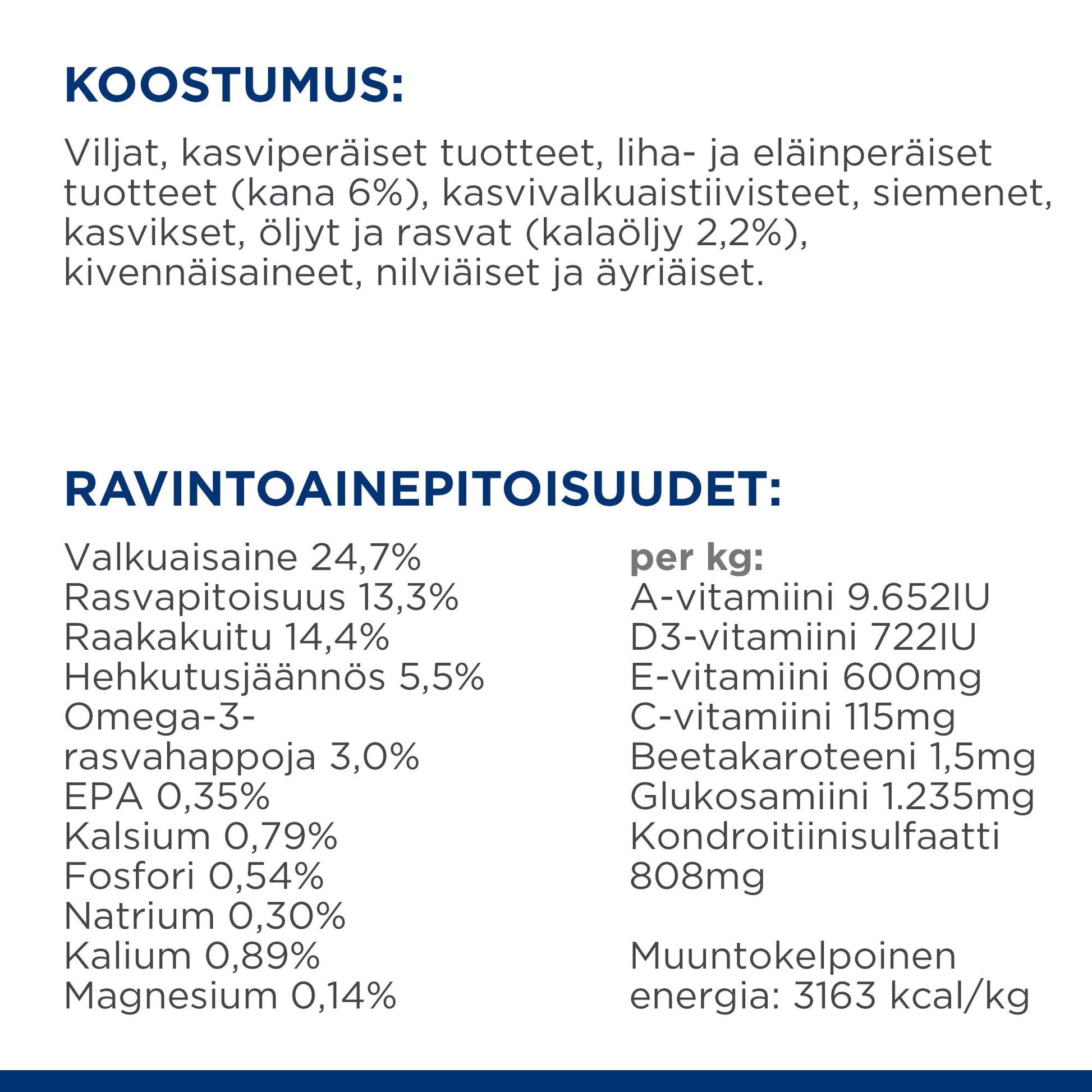 Hill's PRESCRIPTION DIET Metabolic + Mobility koiran kuivaruoka - kana - PD Metabolic Mobility_DOG_BK31839M__Composition_FI