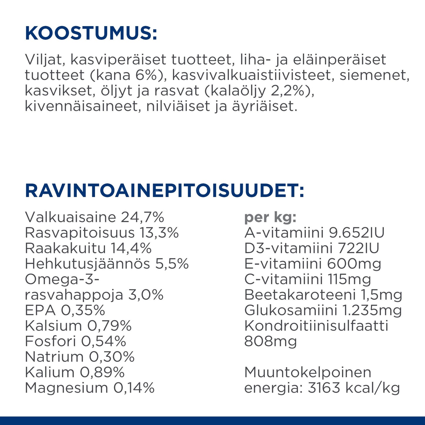 Hill's PRESCRIPTION DIET Metabolic + Mobility Mini koiran kuivaruoka - kana - PD Metabolic Mobility Mini_DOG_BK31838M__Composition_FI
