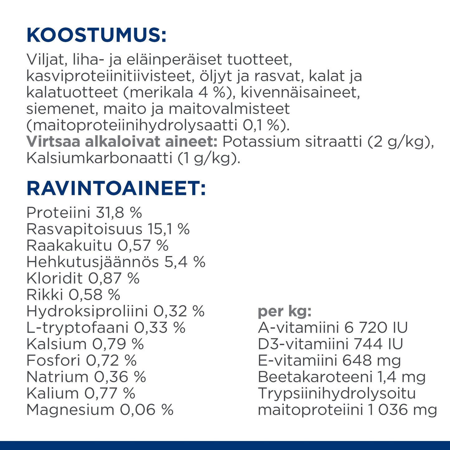 Hill's PRESCRIPTION DIET c/d Multicare Stress kissan kuivaruoka - merikala - Ingredient Panel