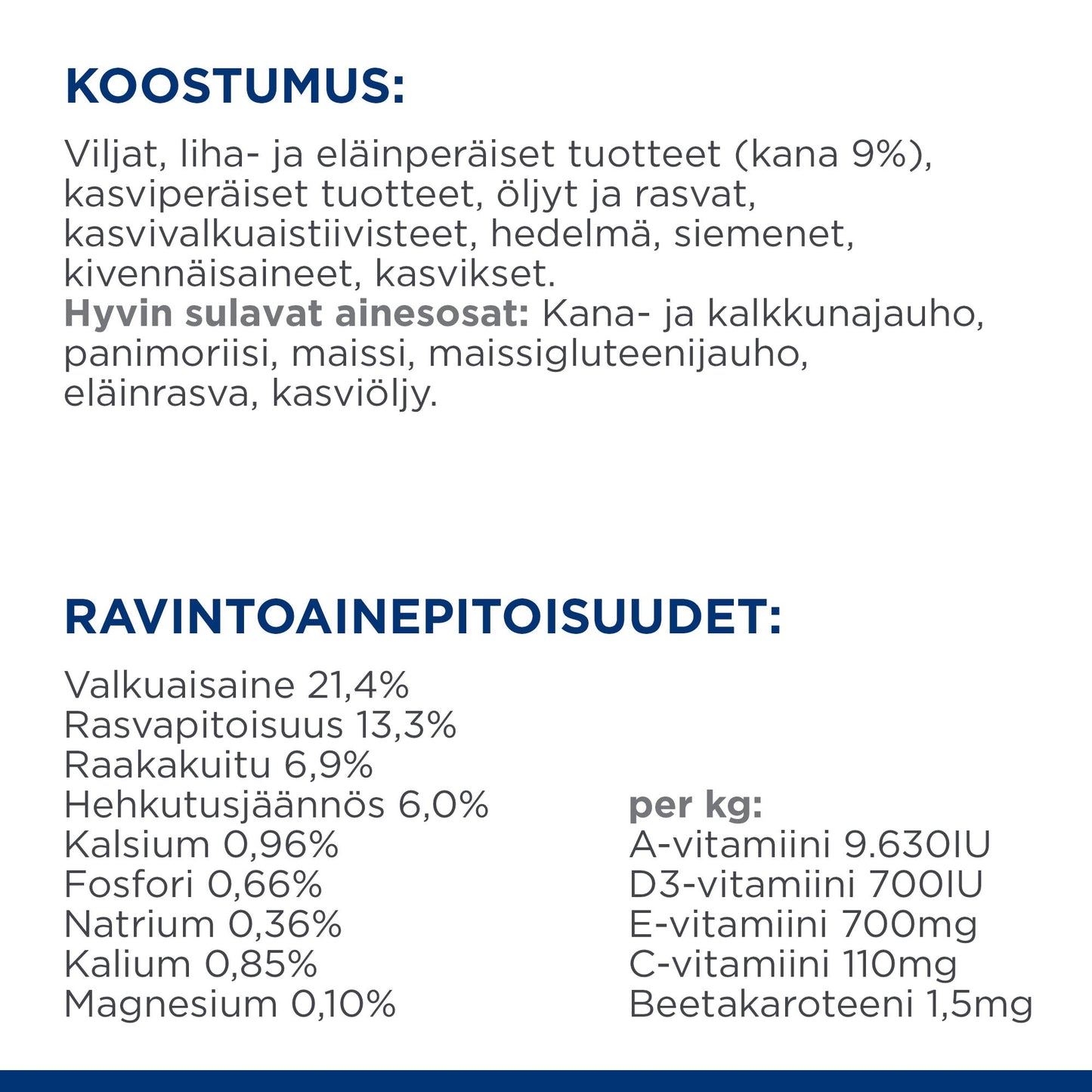 Hill’s PRESCRIPTION DIET Gastrointestinal Biome koiran kuivaruoka - kana - Ingredient Panel