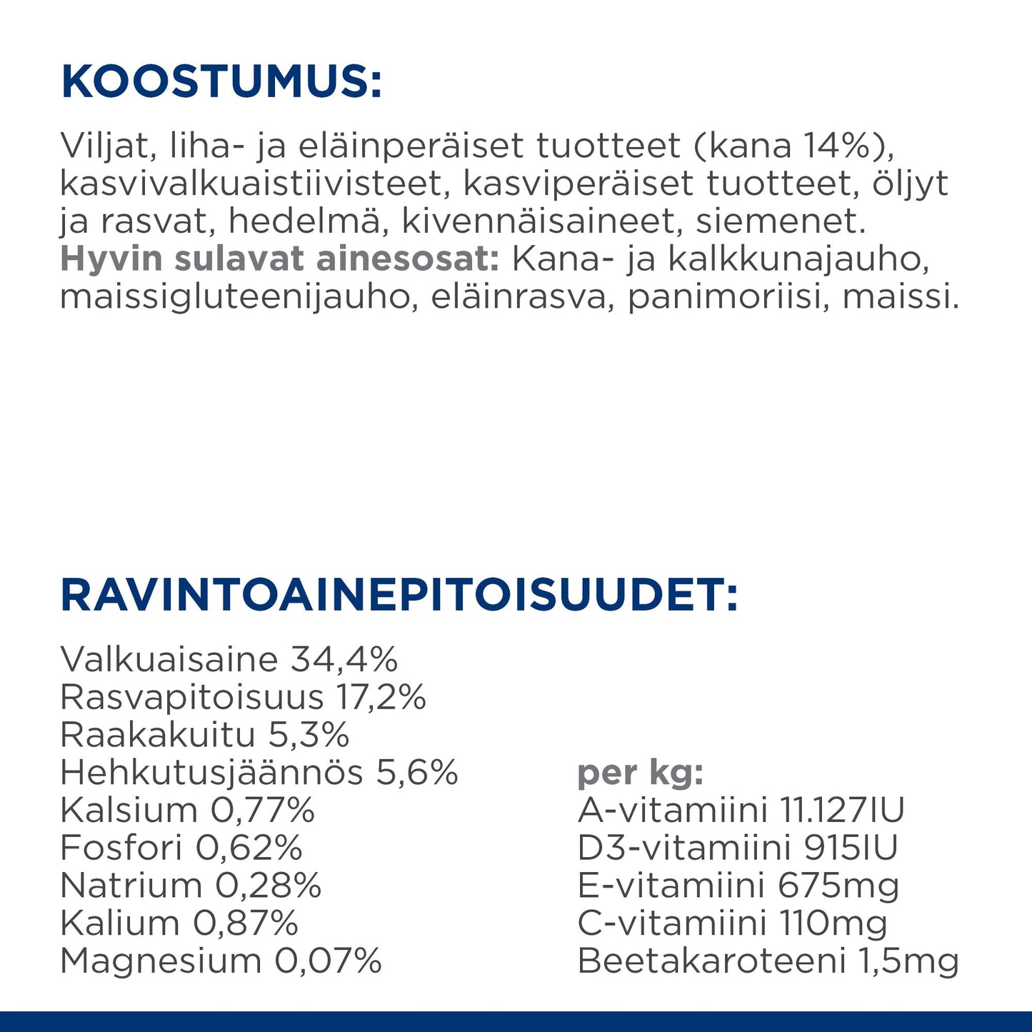 Hill’s PRESCRIPTION DIET Gastrointestinal Biome kissan kuivaruoka - kana - Ingredient Panel