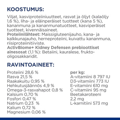 Hill's PRESCRIPTION DIET k/d kissan kuivaruoka - kana - Ingredient Panel
