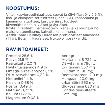Hill's PRESCRIPTION DIET k/d + Mobility kissan kuivaruoka - kana - Ingredient Panel