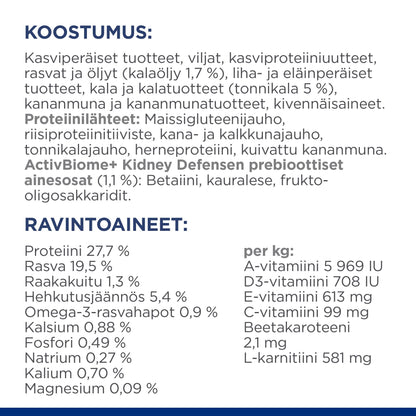 Hill's PRESCRIPTION DIET k/d kissan kuivaruoka - tonnikala - Ingredient Panel