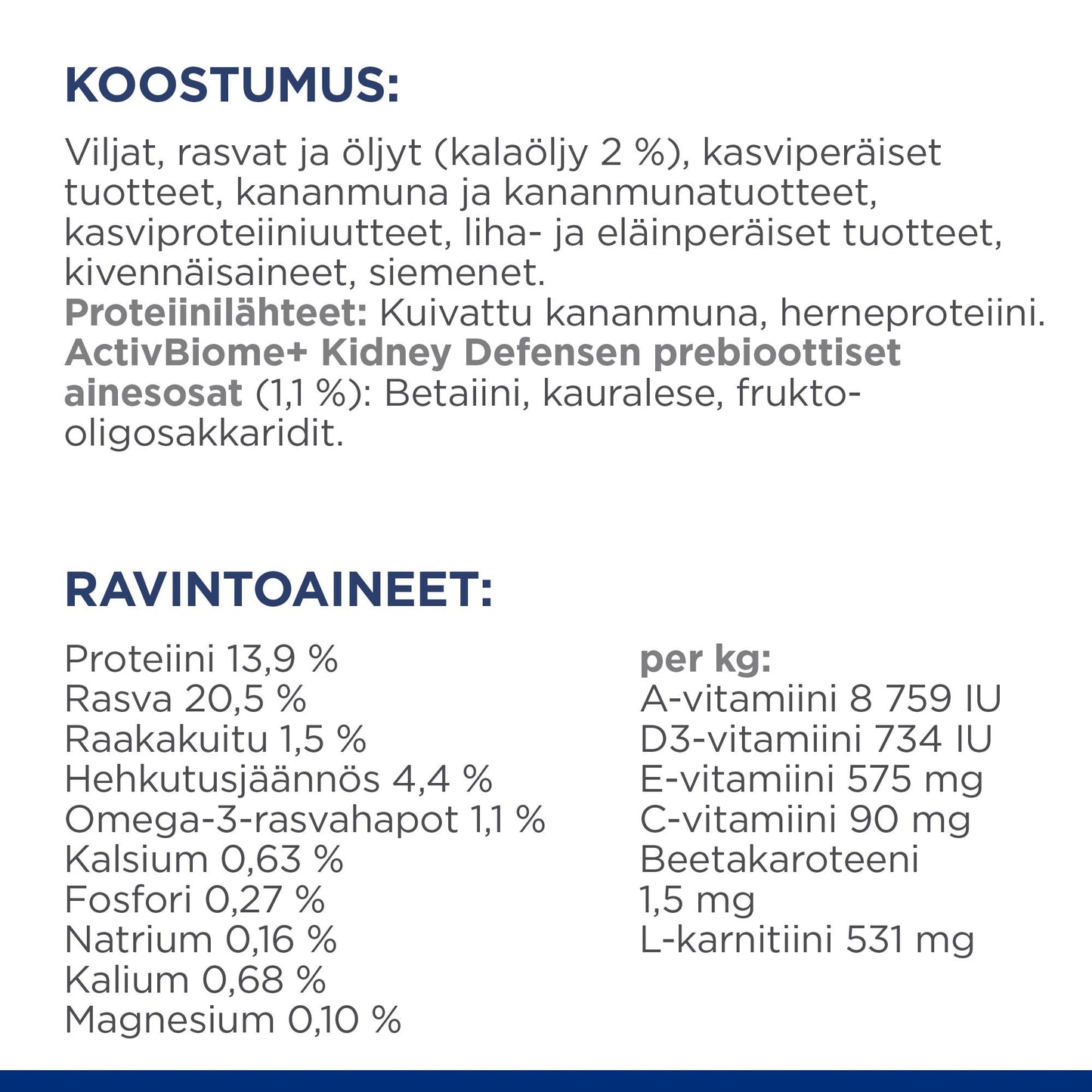 Hill's PRESCRIPTION DIET k/d koiran kuivaruoka - kana - Ingredient Panel