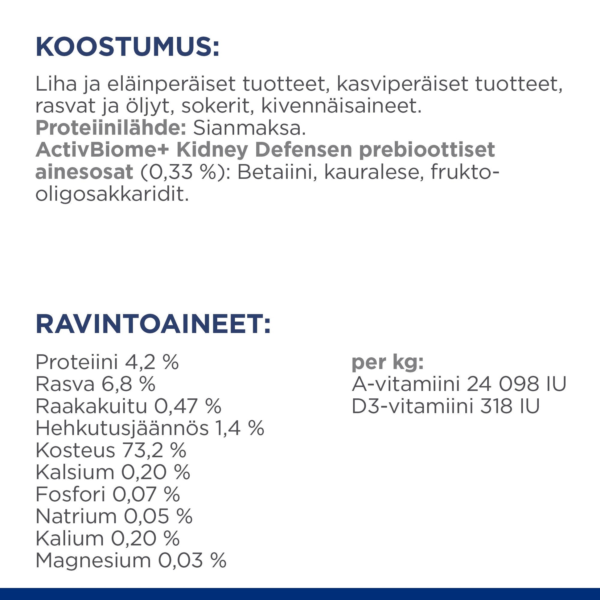 Hill's PRESCRIPTION DIET k/d -koiranruoka - Ingredient Panel