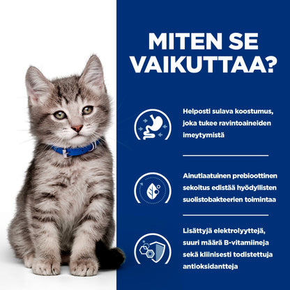 Hill's Prescription Diet i/d Digestive Care Kitten with Chicken -kuivaruoka kissanpennuille Pussi - How it Works
