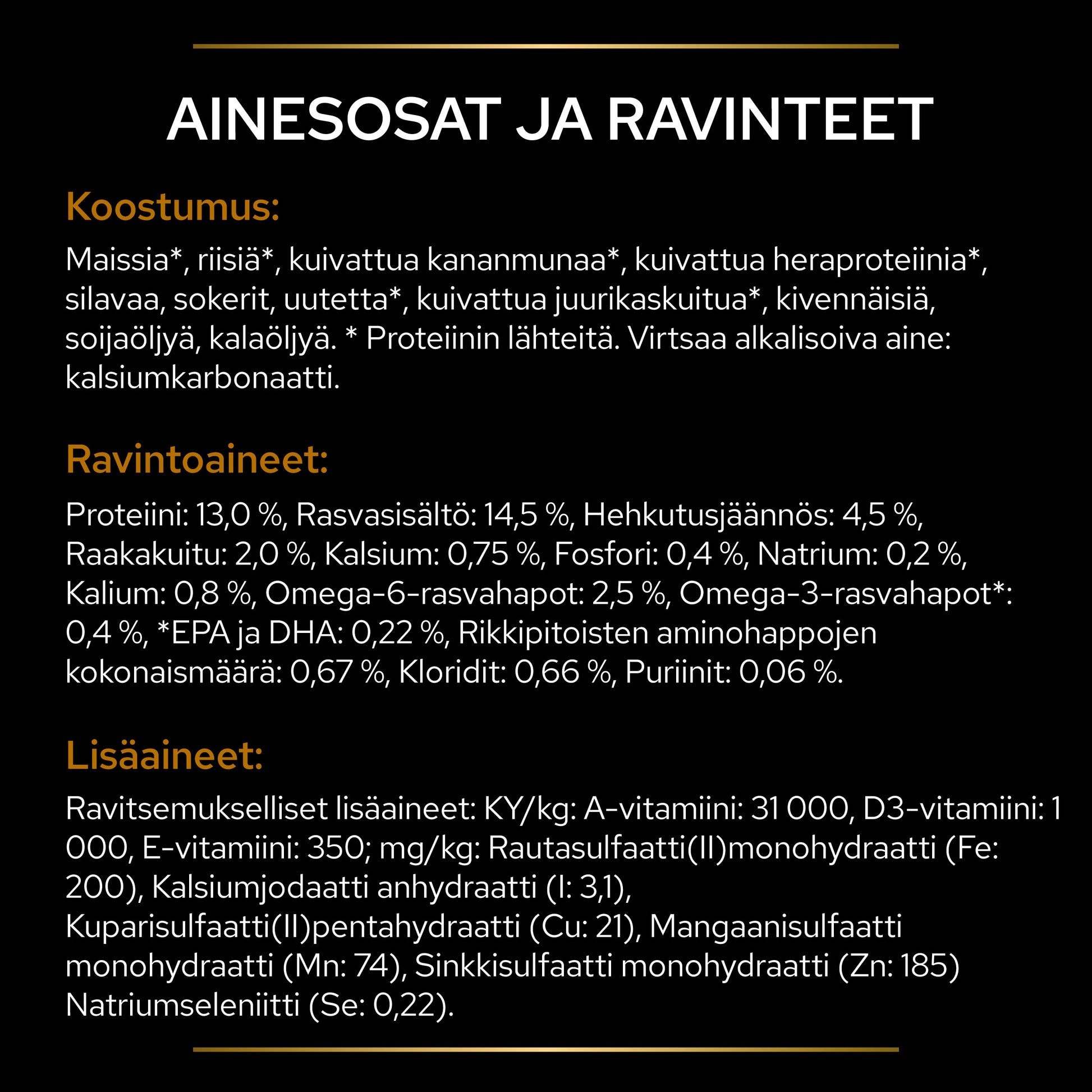 PURINA® PRO PLAN® Veterinary Diets NF Renal Function tuotesisältö.