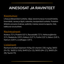 PURINA® PRO PLAN® Veterinary Diets NF Renal Funktion märkäruoka tuotesisältö..