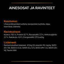 PURINA® PRO PLAN® Veterinary Diets OM Obesity Management Märkäruoka tuotesisältö.