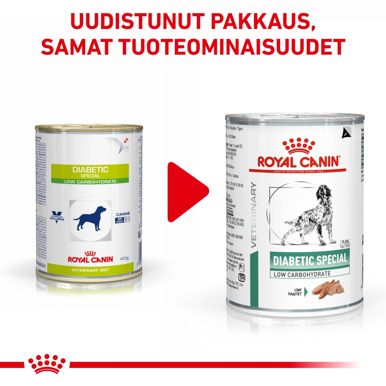 Royal Canin Veterinary Diets Weight Management Diabetic Special Low Carbohydr. Loaf Can 410g koiran märkäruoka